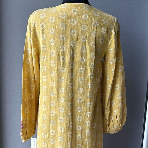 NWT Charter Club 100% Cotton Maxi Kaftan Swim Coverup Dress Yellow Pink White XS - Picture 7 of 15